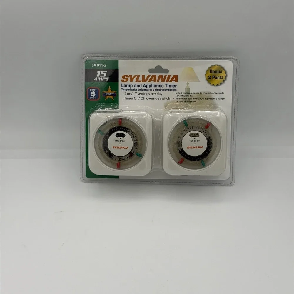 Sylvania SA011-2 Lamp & Appliance Timer 2 Pack Plug In 15A Daily On/Off Switch